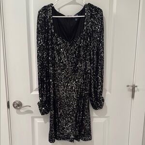 Elegant Black and Silver Sequin Dress